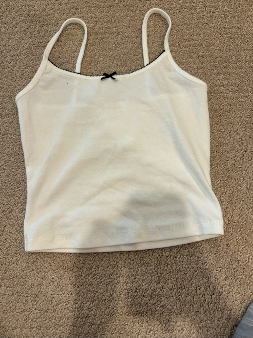 Garage White Camisole with Black Trim and Bow